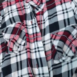 Plaid button down top long sleeve